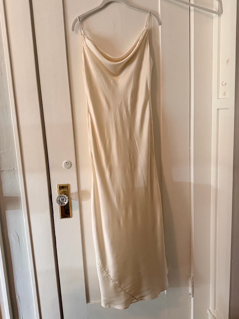 Vintage Victoria’s Secret 100% Silk Cream Cowl Neck Midi Slip Dress Medium